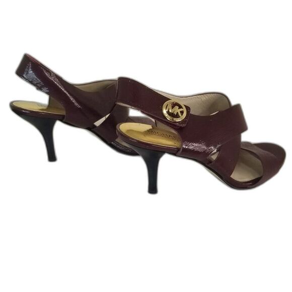 Wine Strappy Sandal Heels Joselle Slingback Burgundy Heels Open Toe Size 8 MK - Picture 5 of 6